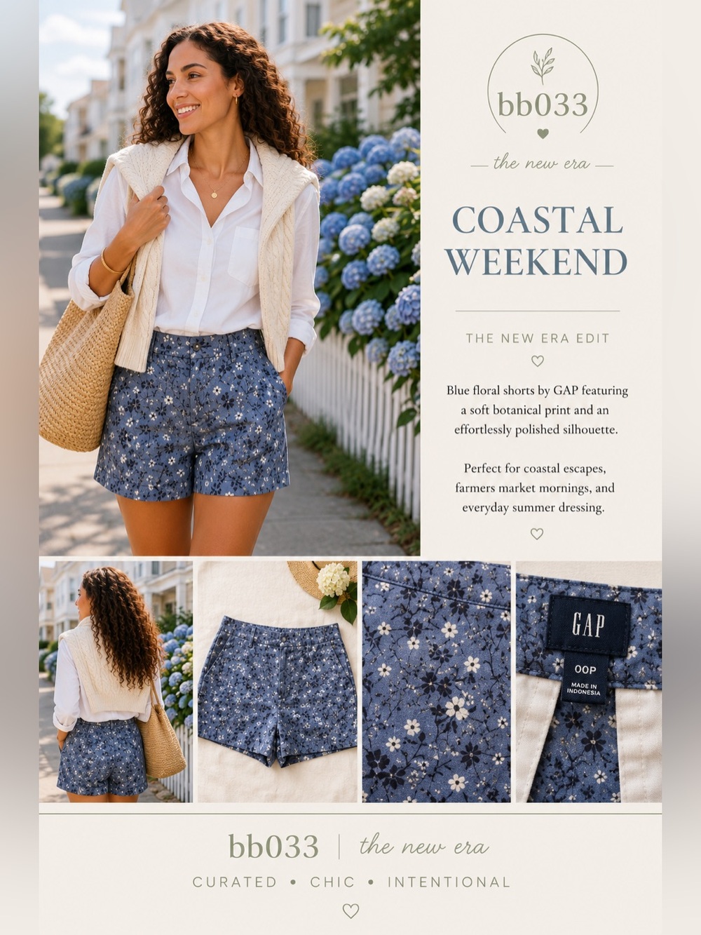 GAP Blue Floral Shorts Size 00P | Coastal Weekend Collection